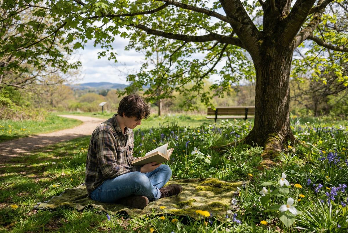 Forêt-thérapie dans les sentiers boisés du Canada au printemps