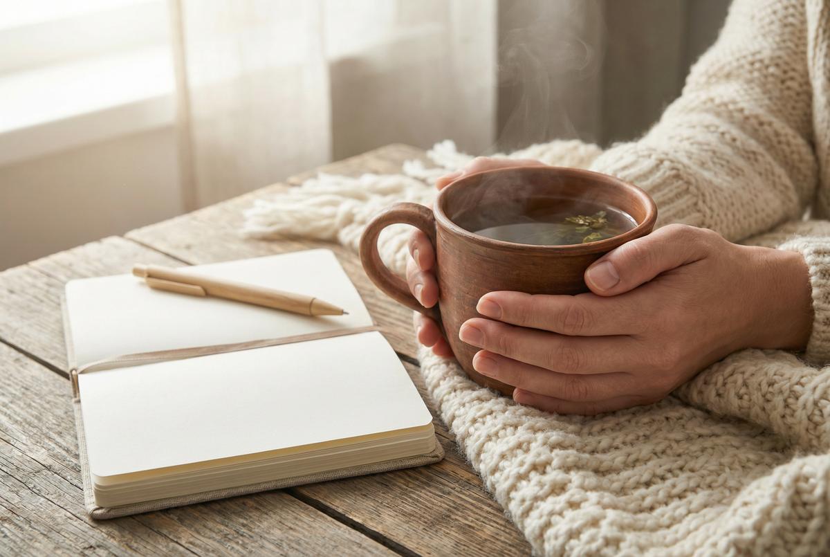 Taza de té y una canción para empezar el día con intención.